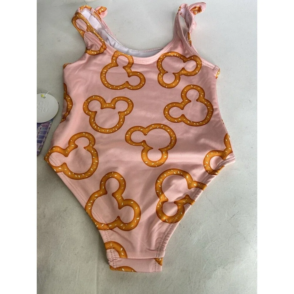 Disney Mickey Minnie Mouse Pretzel One Piece Swimsuit Swimwear Toddler Girls 3T - Picture 2 of 6